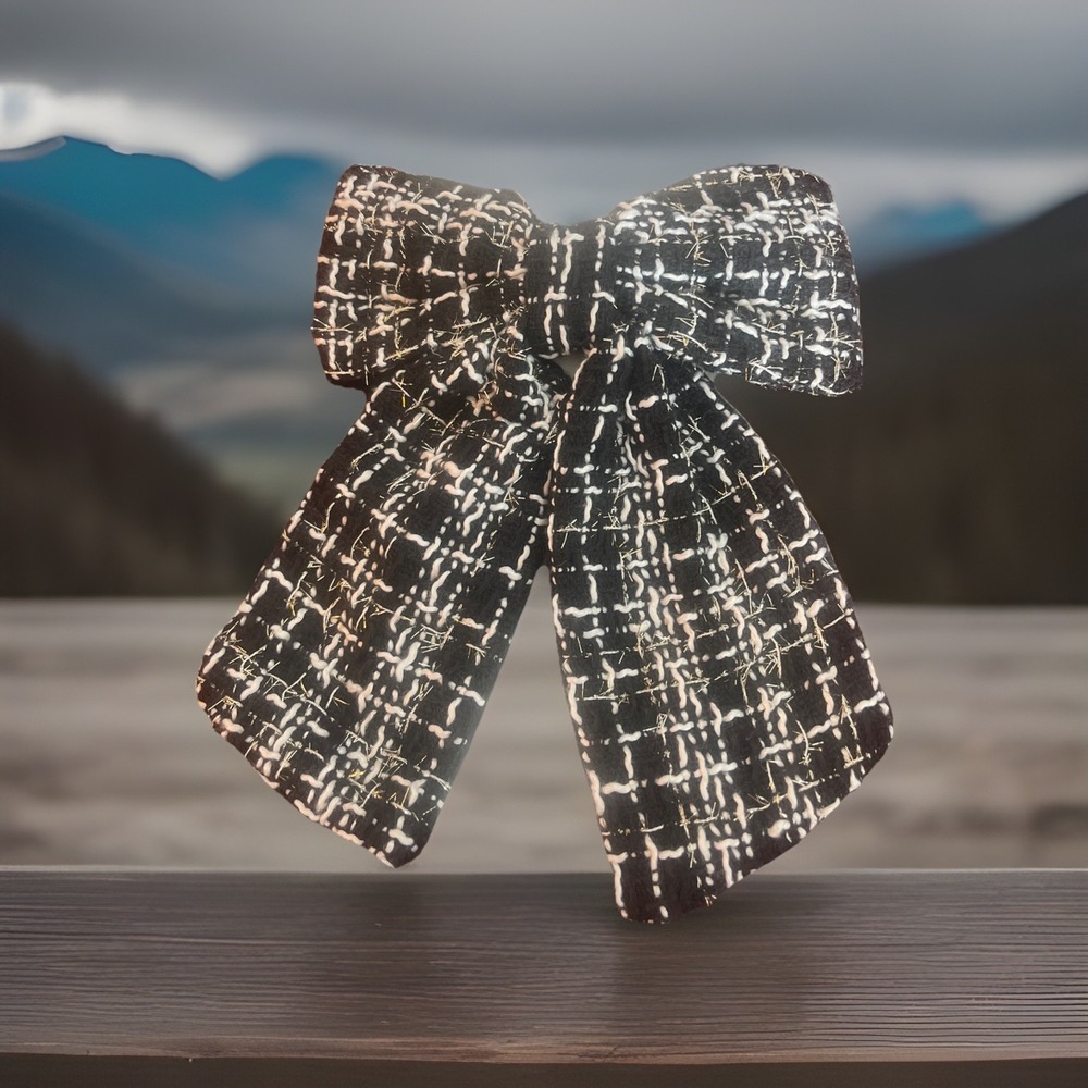 Plaid Bow Ribbon Hair Clip Large Barrette Ponytail Headband‎ Accessory Clueless
